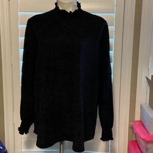 SHEIN Black Ruffled Sweatshirt